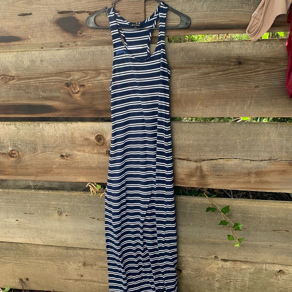 Blue and white summer dress